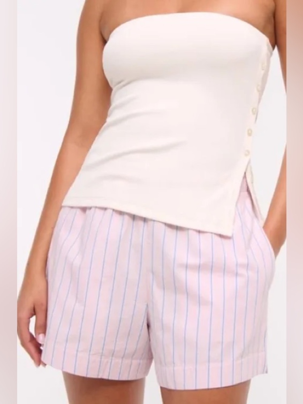 NWT Abercrombie & Fitch Cream Ribbed Side Button Tube Tank Top Size Small